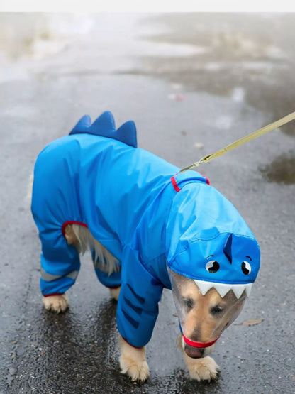 Dinosaur Style Waterproof Dog Raincoat with Hood – Large Dog Rain Jacket, 3XL–8XL – view 2