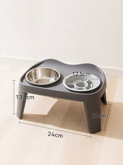 Double Stainless Steel Pet Bowls with Elevated Stand – view 2