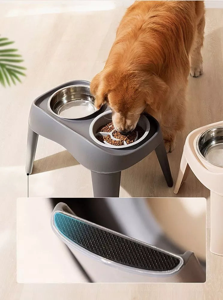 Double Stainless Steel Pet Bowls with Elevated Stand – view 4