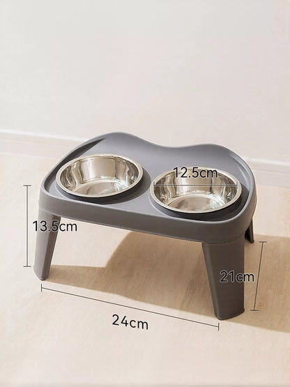 Double Stainless Steel Pet Bowls with Elevated Stand – view 7