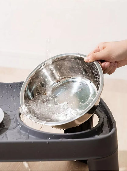 Double Stainless Steel Pet Bowls with Elevated Stand – view 8