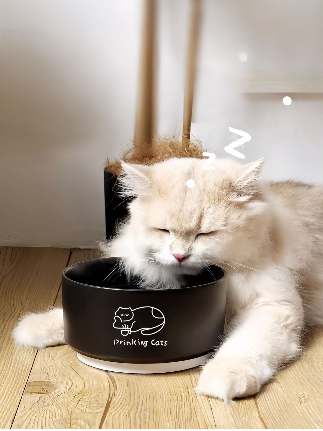 Drinking Cats Pattern Ceramic Pet Bowl – Decorative Food & Water Bowl for Cats & Dogs – view 2