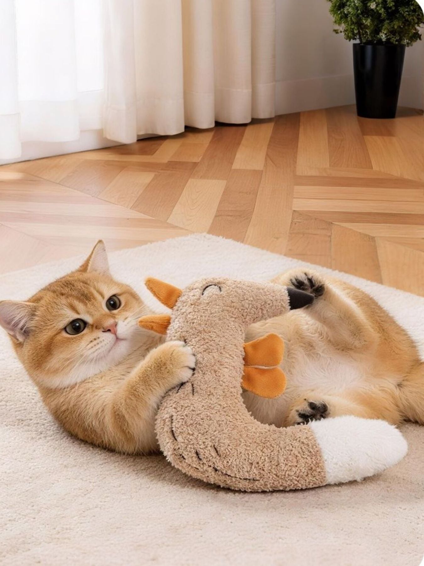 Duck & Fox Design Polyester Pet Plush Toy – Soft Squeaky Toy for Dogs & Cats – view 2