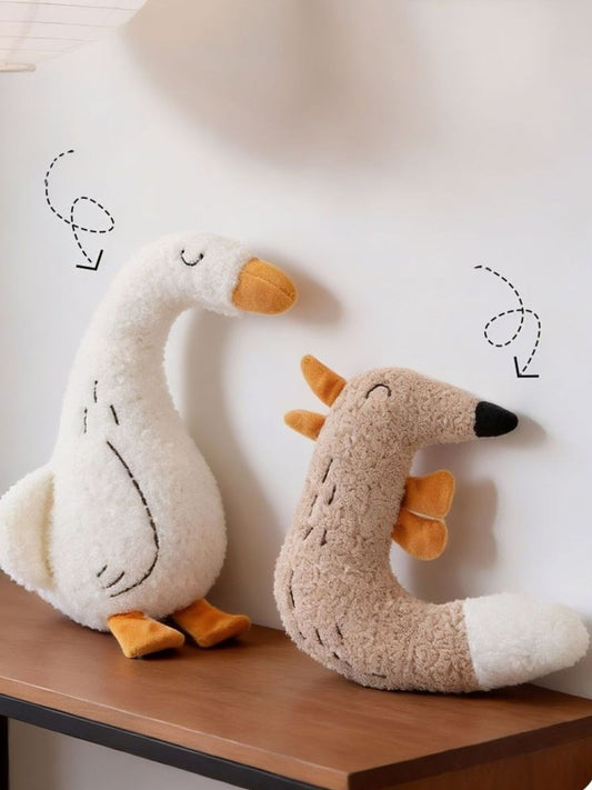 Duck and fox design plush squeaky pet toy for dogs and cats