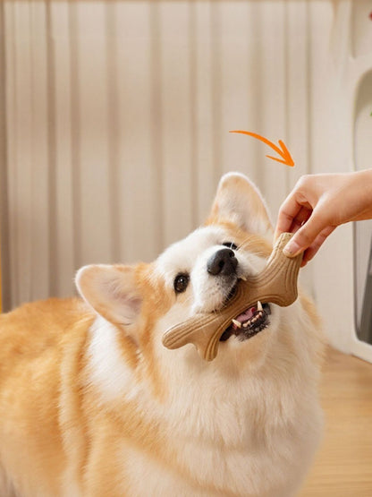 Durable Antler-Shaped Dog Chew Toy – Wheat Material Teething & Dental Chew – view 8