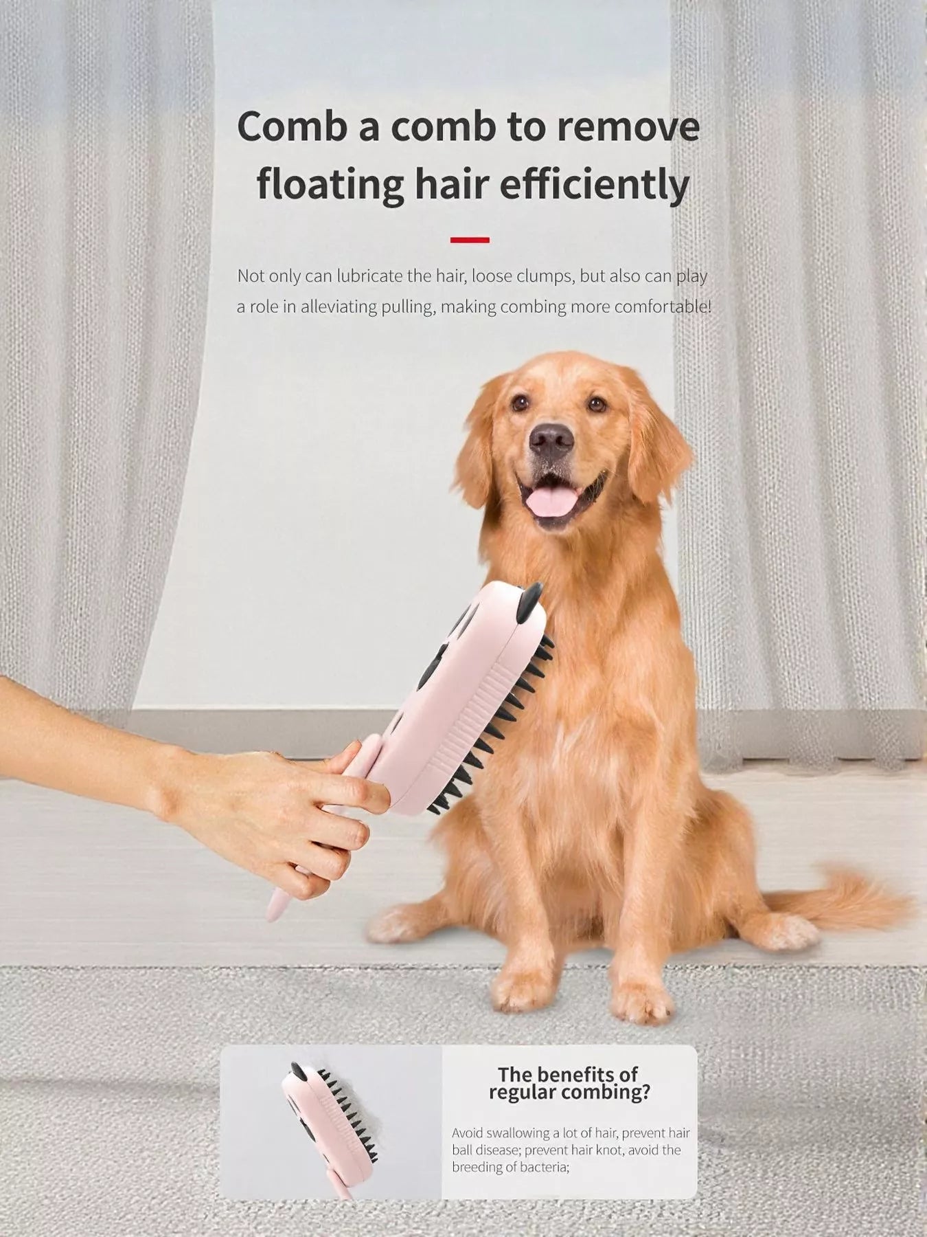 Electric vibrating massage ABS pet hair remover grooming comb for dogs and cats