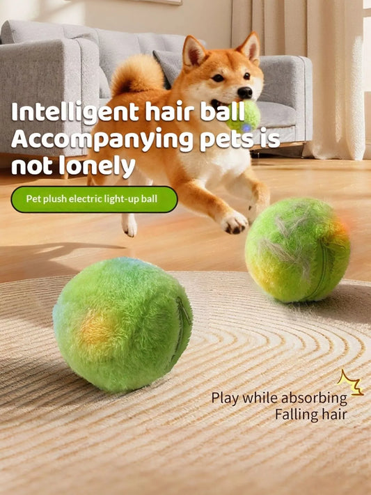 Electric self-moving plush chase ball, interactive pet toy for dogs and cats