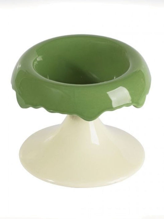 Elevated ceramic raised pet food and water bowl for dogs and cats