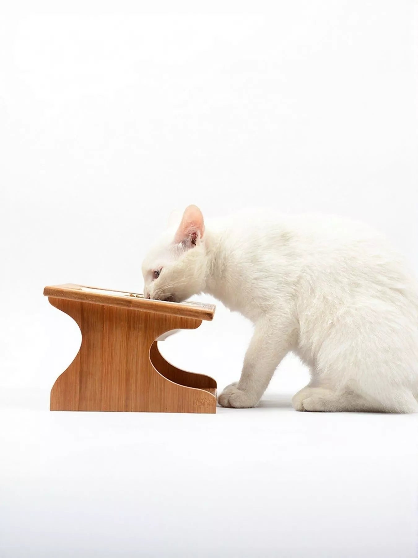 Elevated Double Ceramic Pet Bowls with Bamboo Stand – 3-Piece Raised Feeding Set – view 3