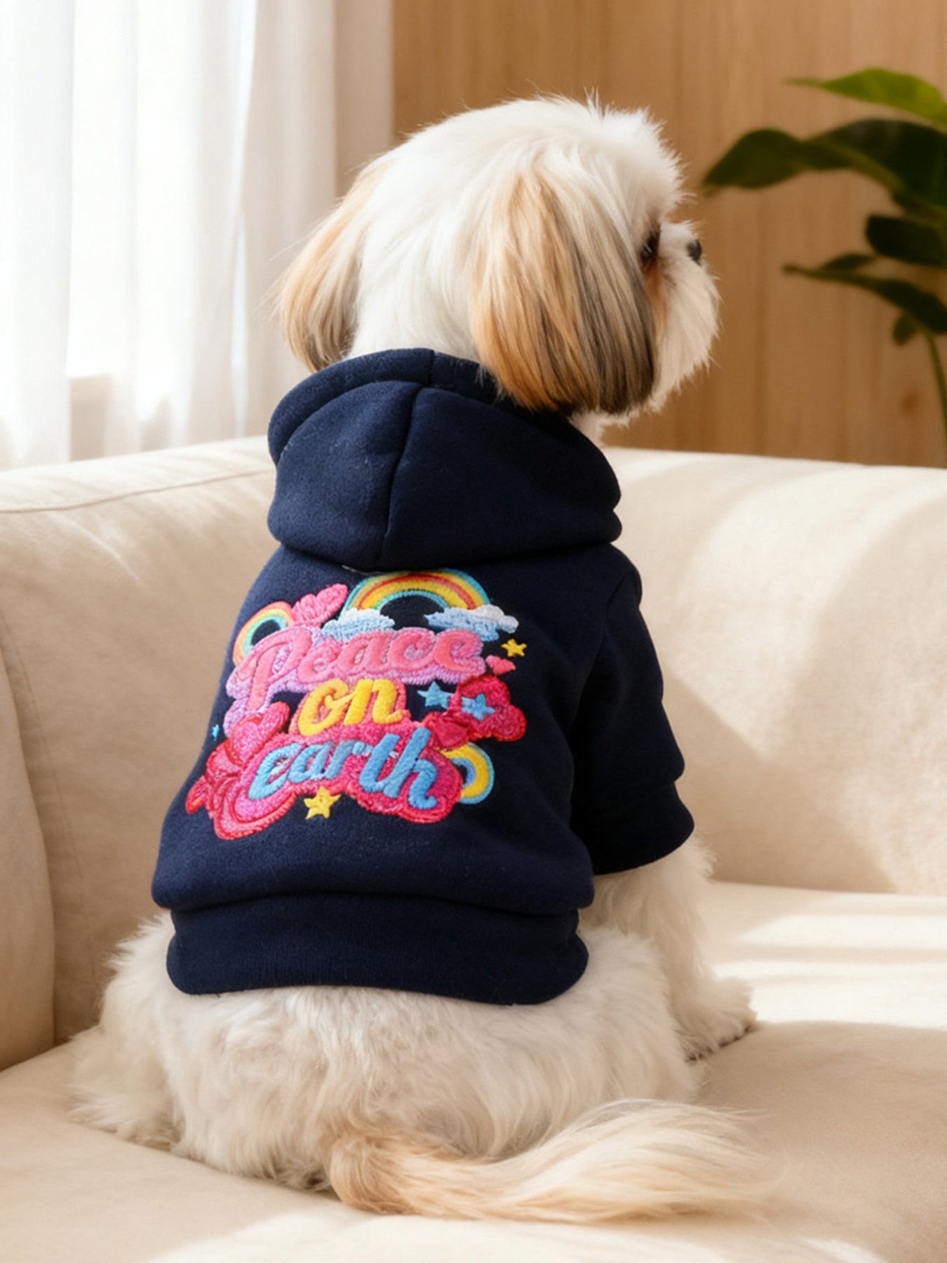 Embroidered Polyester Pet Hoodie – Cozy Hooded Sweatshirt for Dogs & Cats, XS–XL – view 2