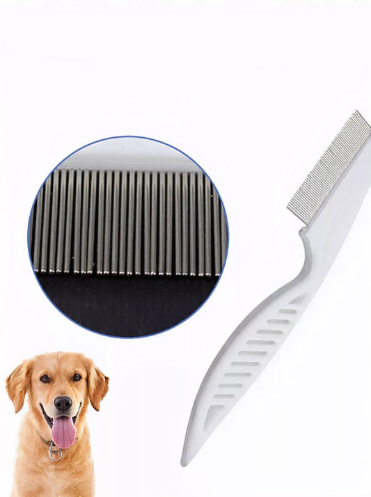 Fine-tooth steel pet hair remover deshedding comb for dogs and cats