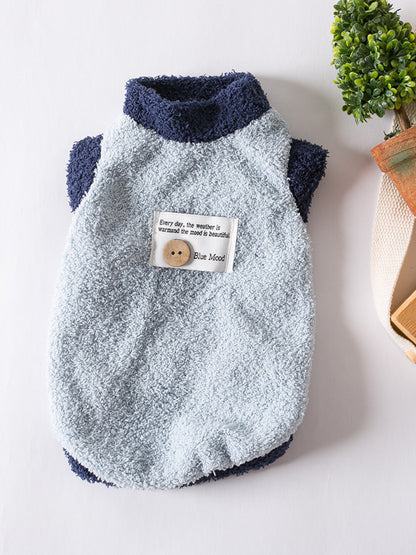 Fleece pet sweater with button detail, cozy winter knitwear for dogs and cats