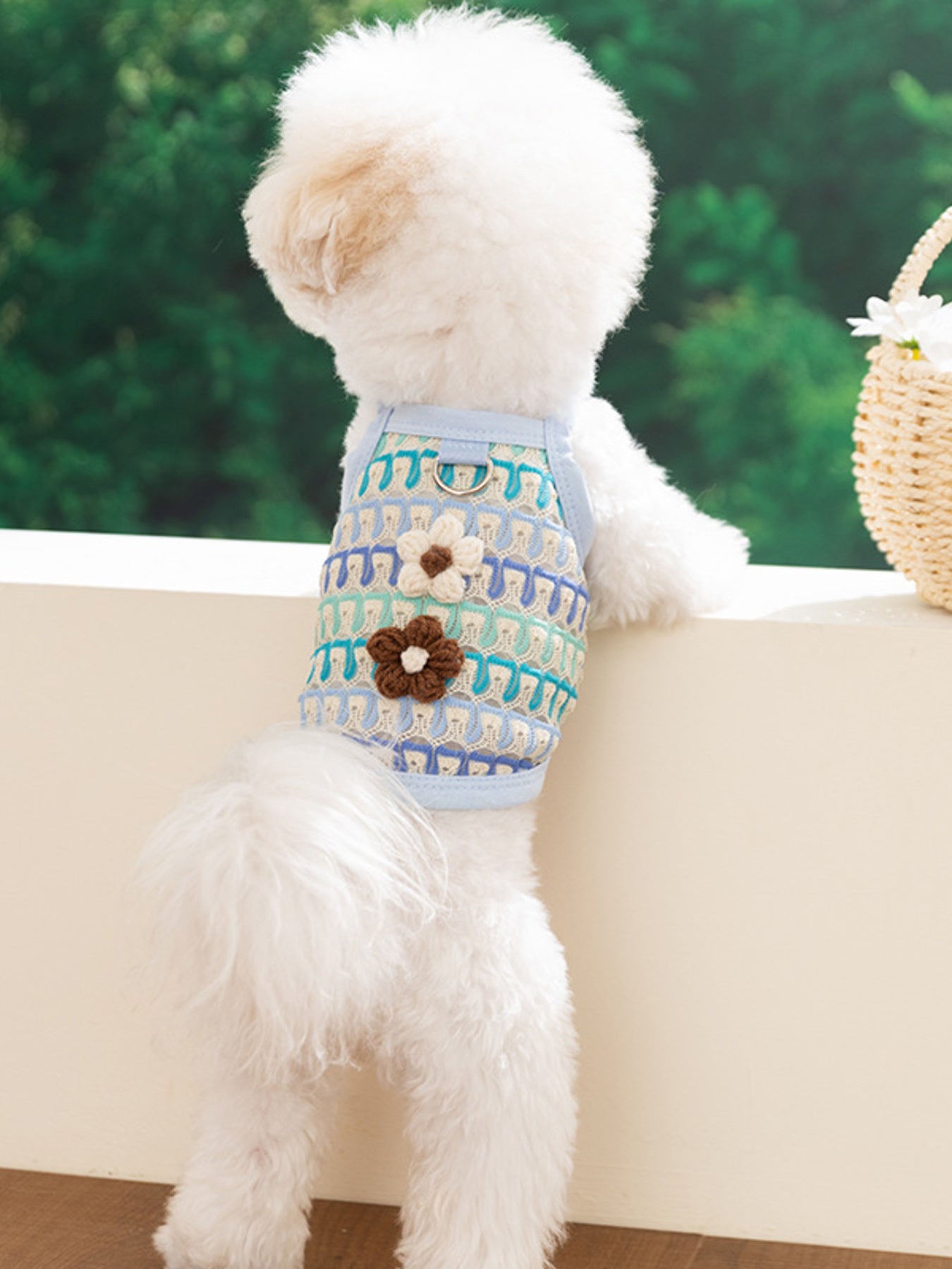 Floral Lace Embroidered Breathable Pet Top – Elegant Summer Shirt for Dogs & Cats – view 2