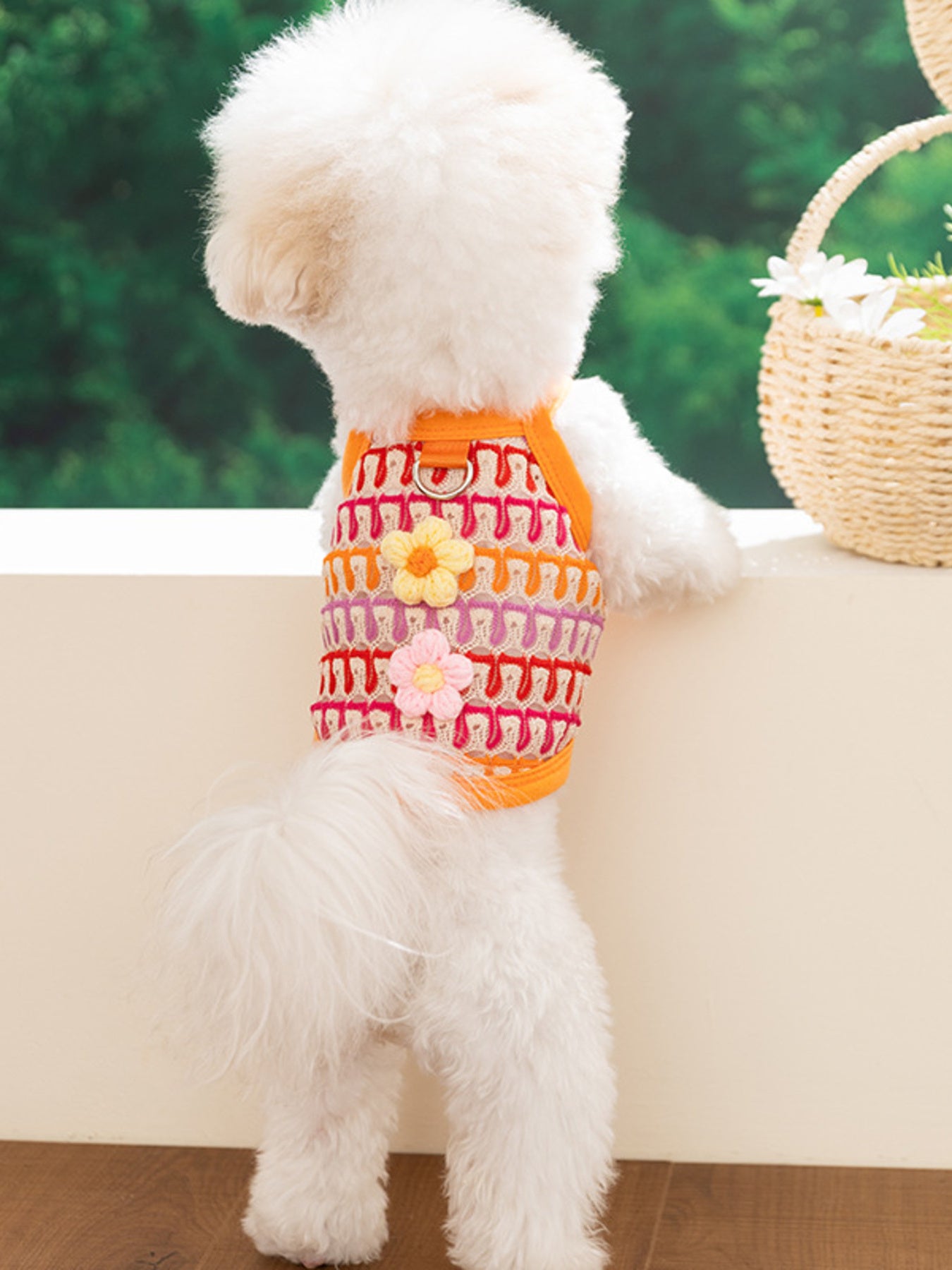 Floral Lace Embroidered Breathable Pet Top – Elegant Summer Shirt for Dogs & Cats – view 4