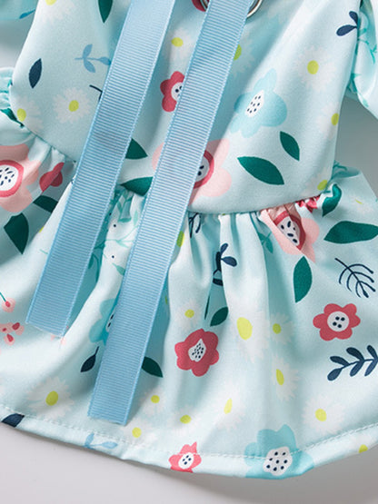 Floral Print Bow-Accent Pet Dress – Ruffled Dog & Cat Party Dress – view 10