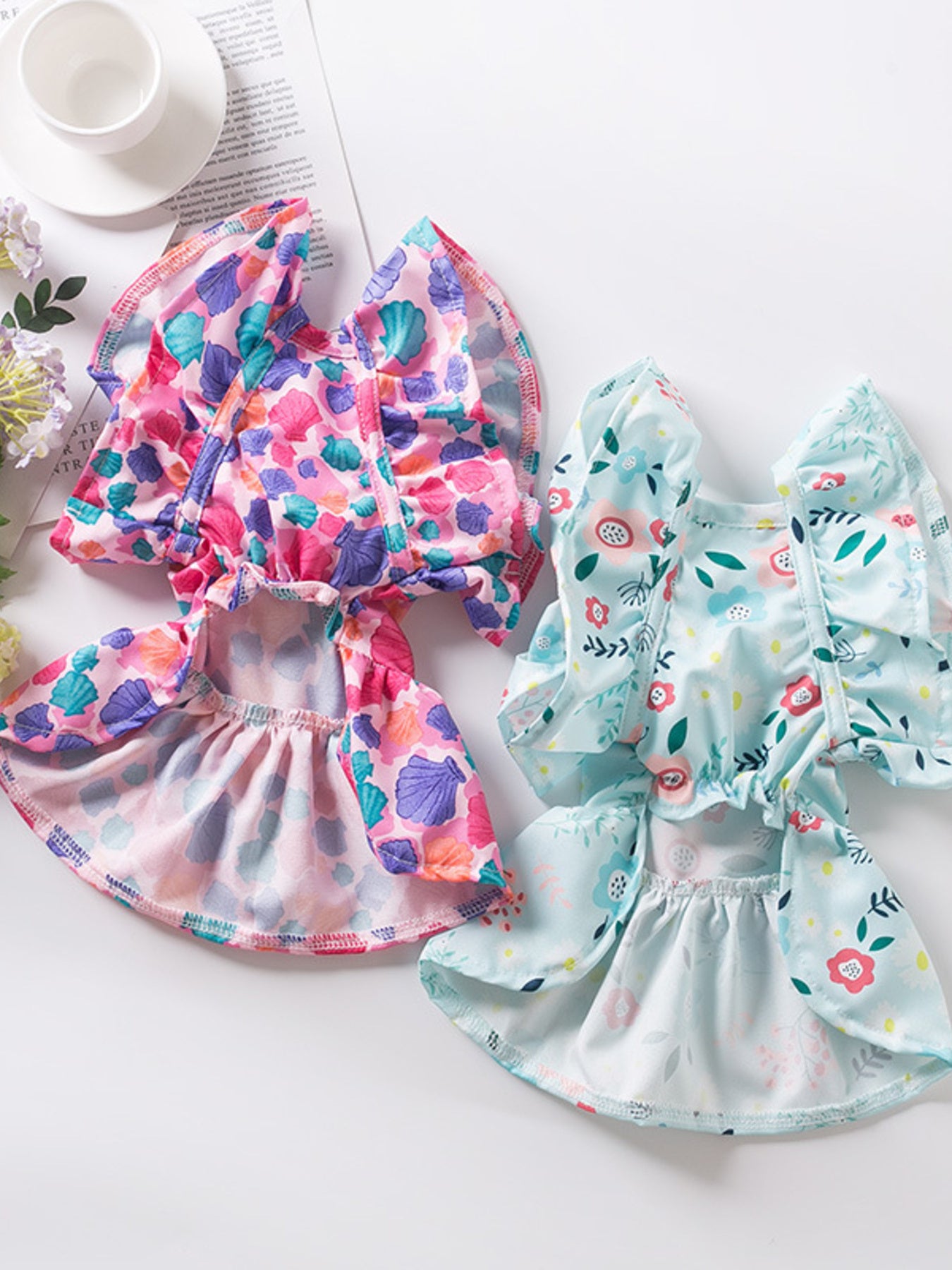 Floral Print Bow-Accent Pet Dress – Ruffled Dog & Cat Party Dress – view 3