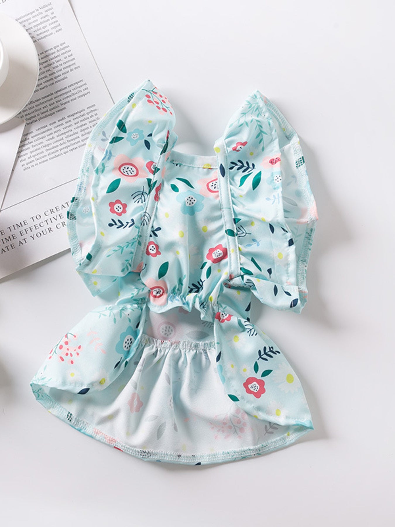 Floral Print Bow-Accent Pet Dress – Ruffled Dog & Cat Party Dress – view 6