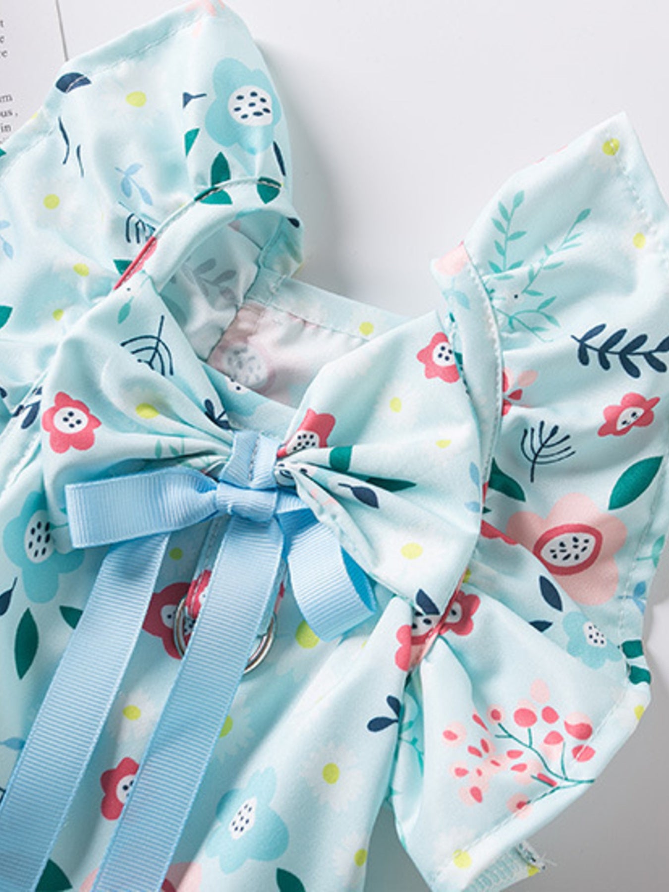 Floral Print Bow-Accent Pet Dress – Ruffled Dog & Cat Party Dress – view 7