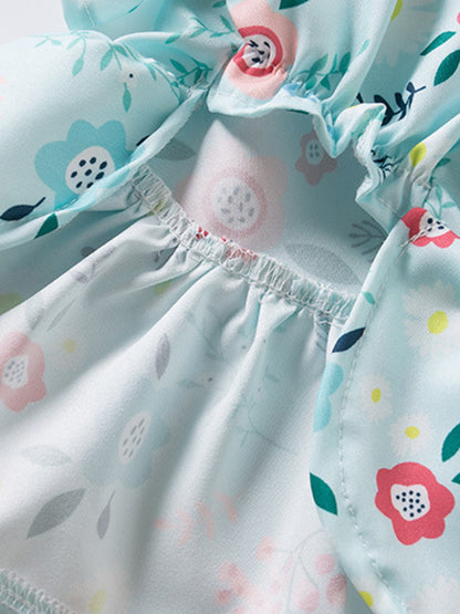 Floral Print Bow-Accent Pet Dress – Ruffled Dog & Cat Party Dress – view 9