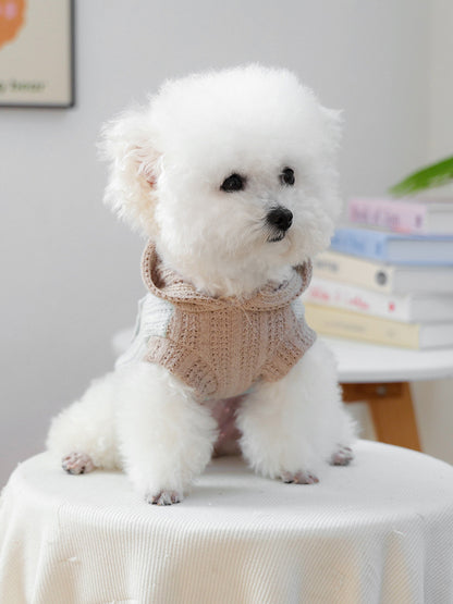 Flower Applique Knitted Pet Hoodie – Openwork Dog & Cat Hooded Sweater – view 13