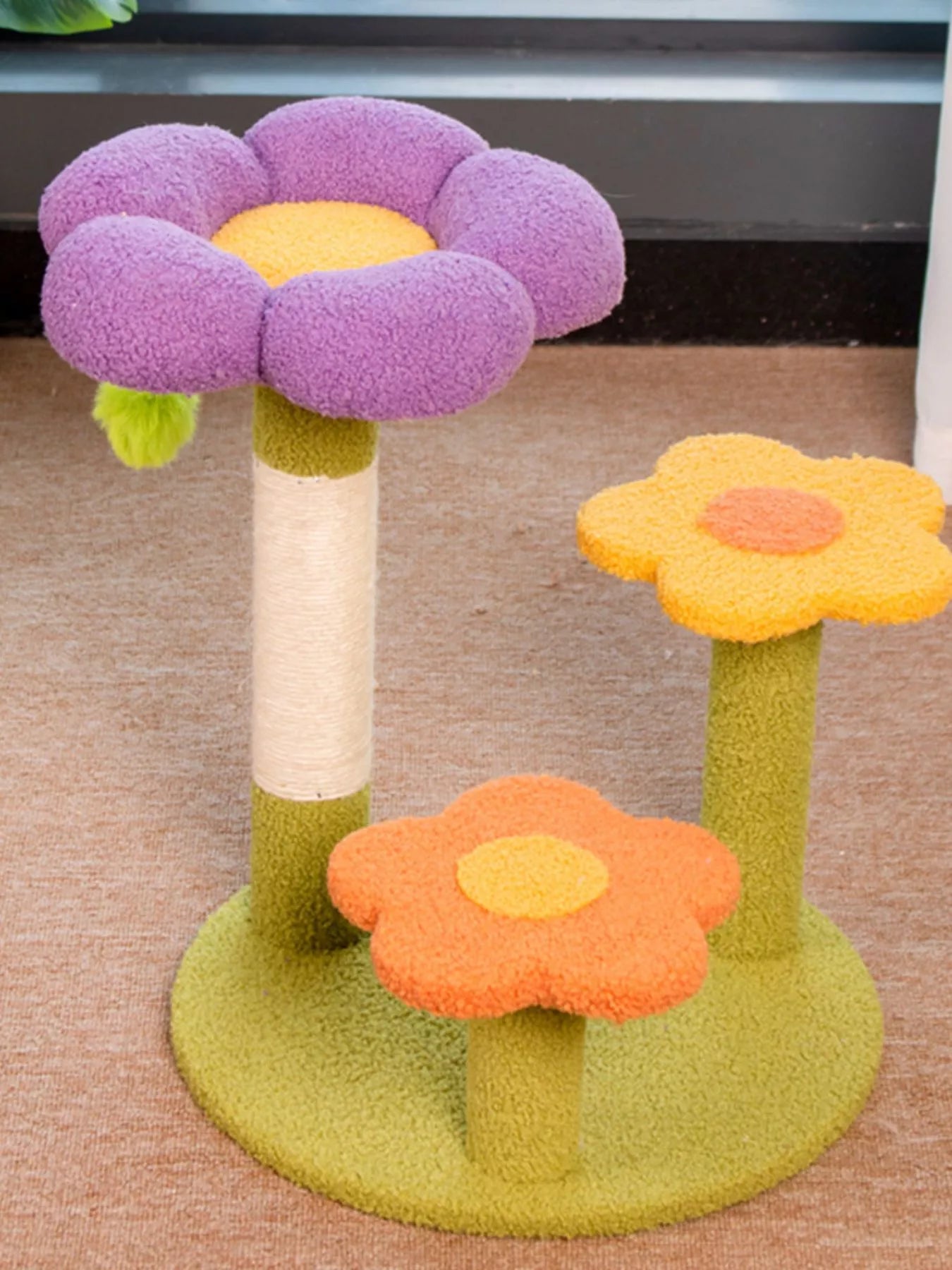 Flower Design Cat Tree with Scratching Post – Multi-Level Cat Tower, 15.7"x18.9" – view 5