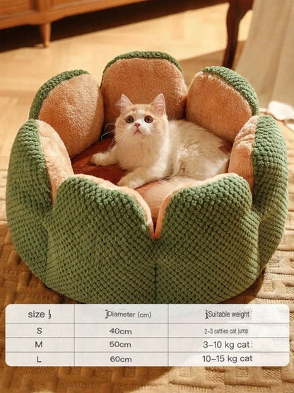 Flower Petal Plush Cozy Pet Nest – Soft Round Bed for Cats & Small Dogs, S–L – view 2