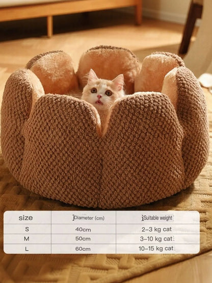 Flower Petal Plush Cozy Pet Nest – Soft Round Bed for Cats & Small Dogs, S–L – view 5