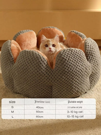 Flower Petal Plush Cozy Pet Nest – Soft Round Bed for Cats & Small Dogs, S–L – view 6