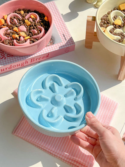 Flower-Shaped Ceramic Slow Feeder Pet Bowl – view 12