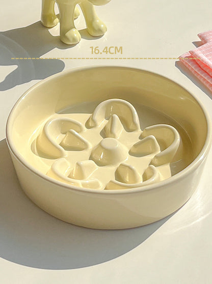 Flower-Shaped Ceramic Slow Feeder Pet Bowl – view 7