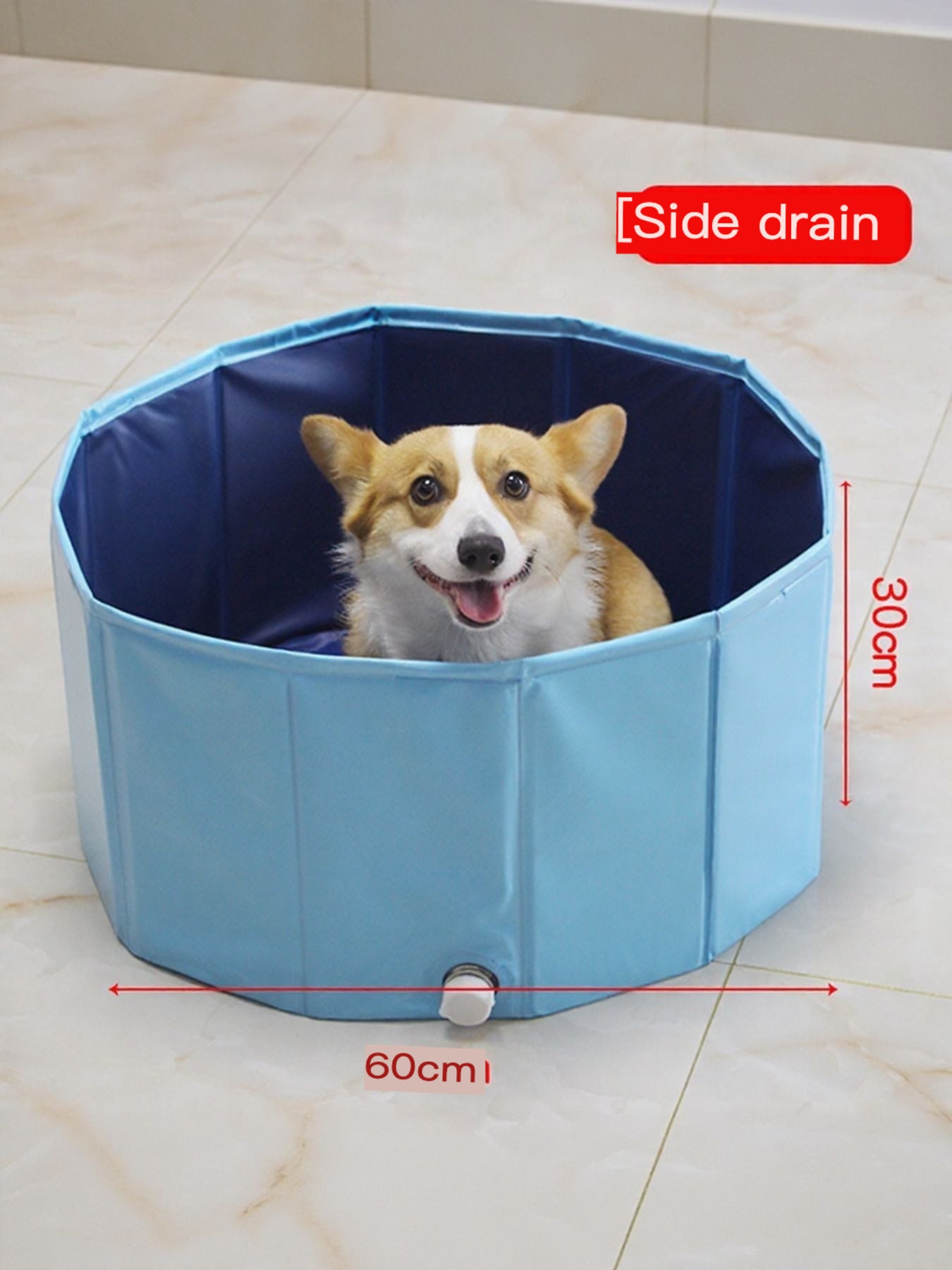 Foldable Plastic Pet Bath Pool with Side Drain – view 4