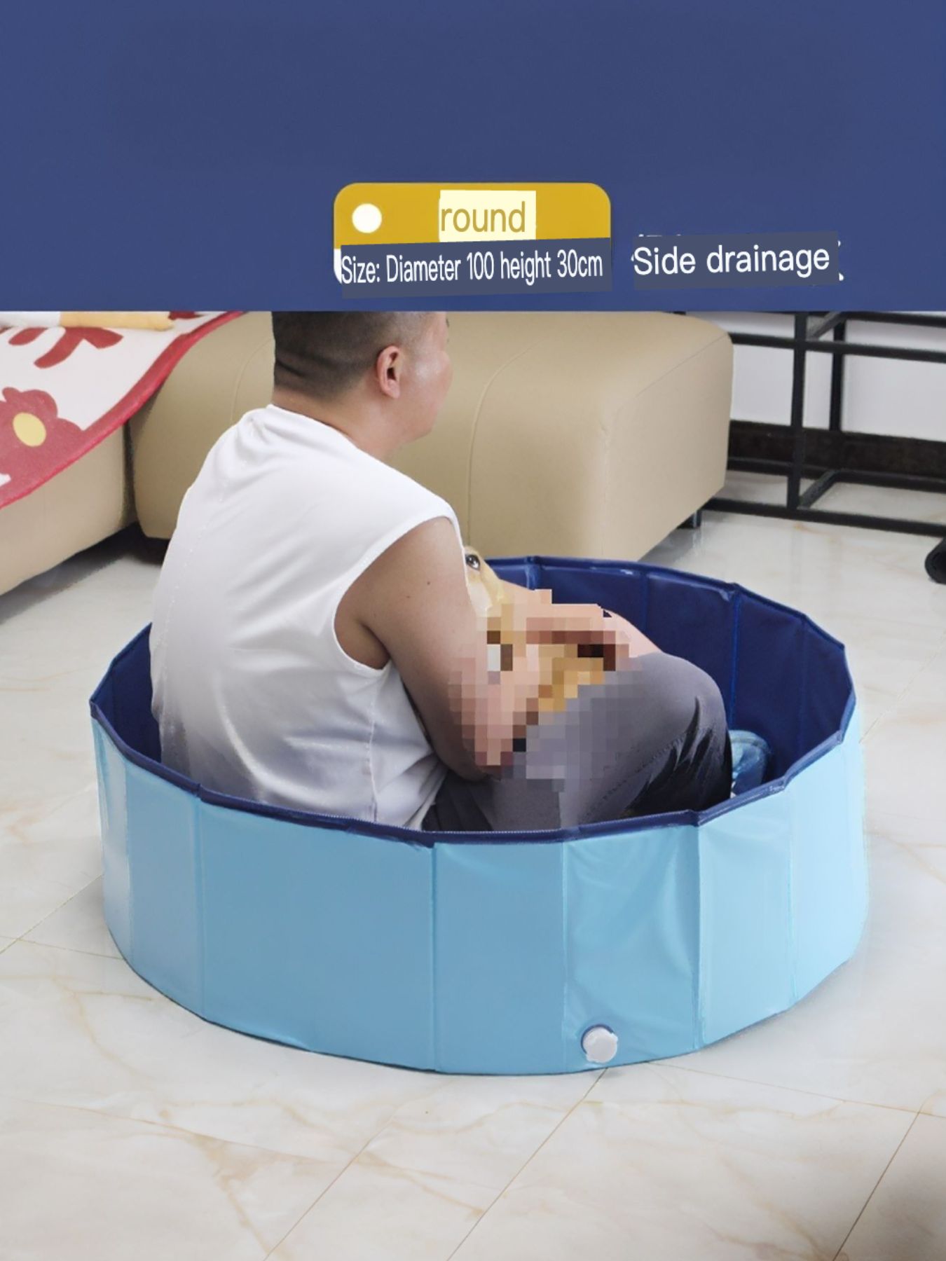Foldable Plastic Pet Bath Pool with Side Drain – view 8
