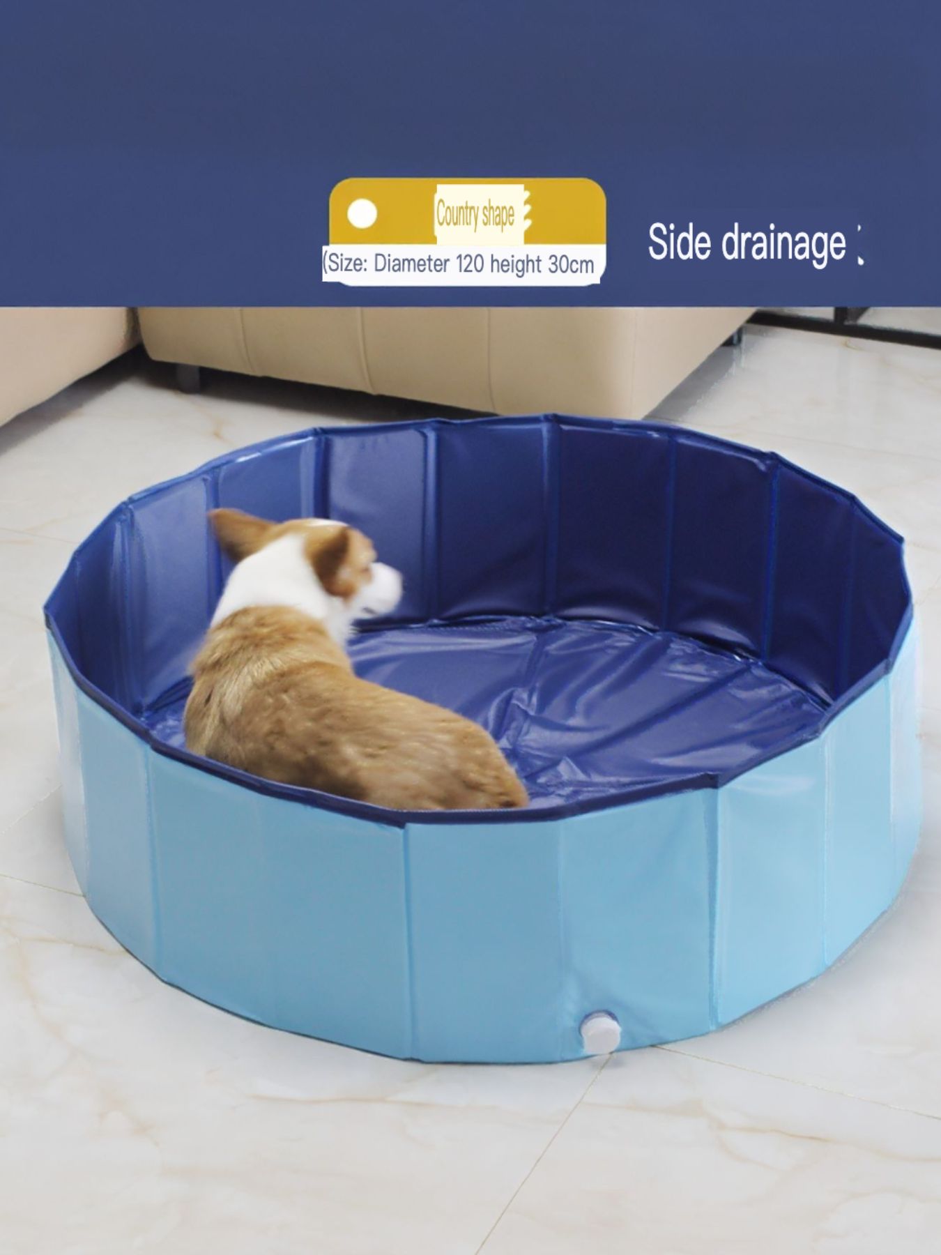 Foldable Plastic Pet Bath Pool with Side Drain – view 9