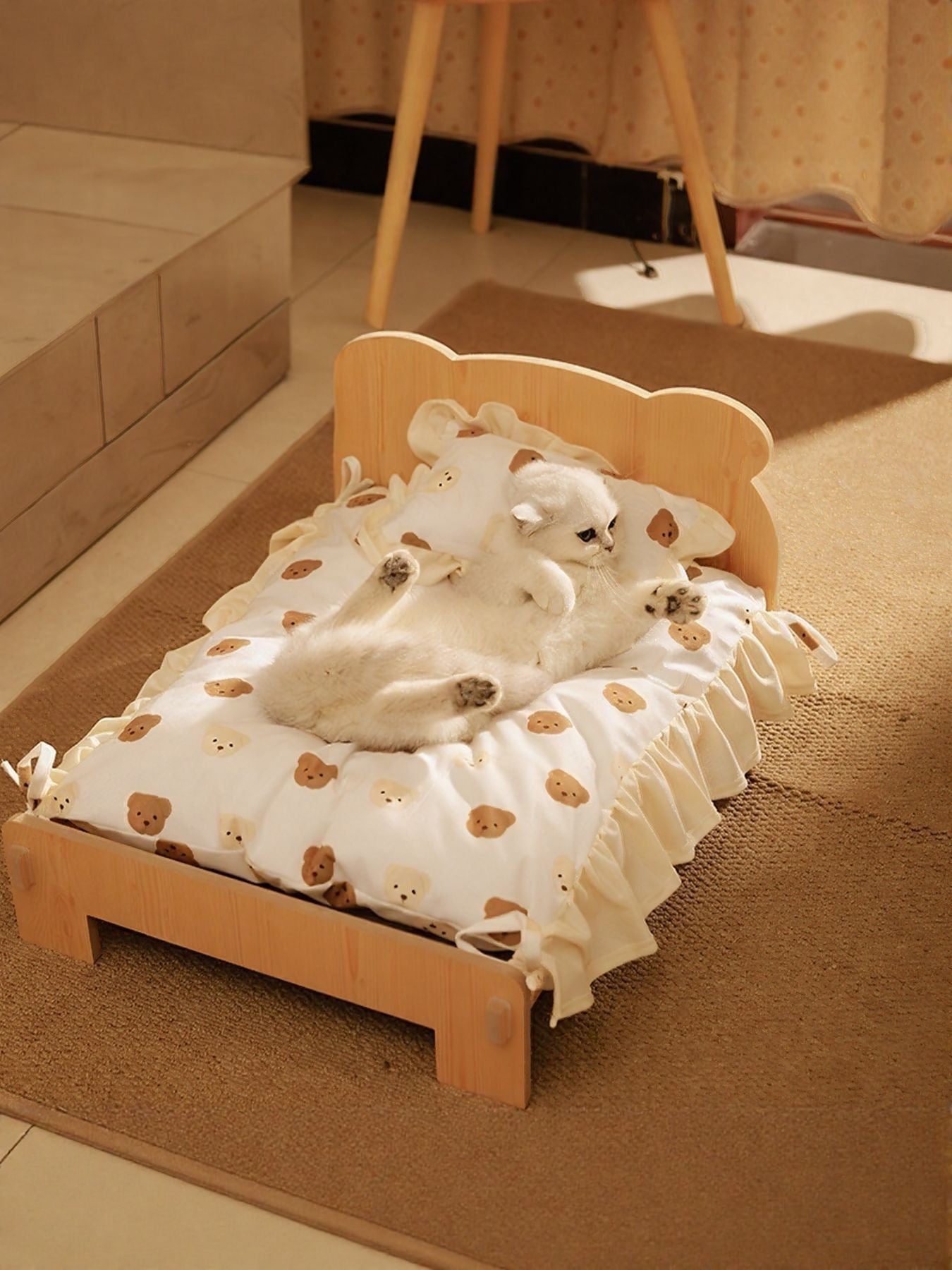 Foldable Wooden Pet Bed – Elevated Raised Bed for Dogs & Cats, S & L – view 2