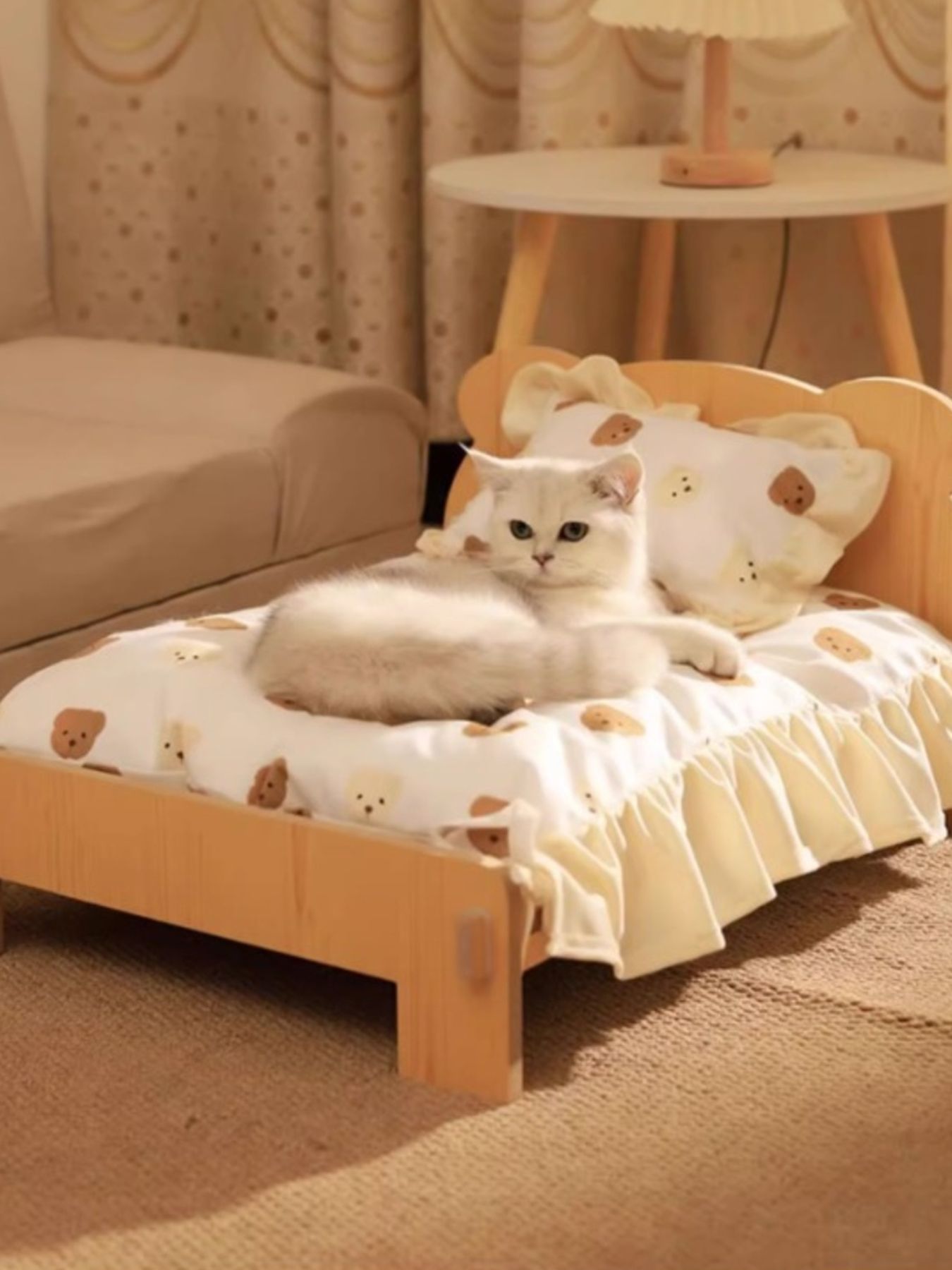 Foldable Wooden Pet Bed – Elevated Raised Bed for Dogs & Cats, S & L – view 3