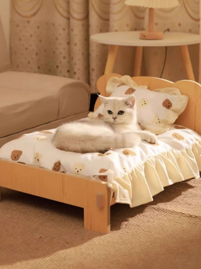 Foldable Wooden Pet Bed – Elevated Raised Bed for Dogs & Cats, S & L – view 3