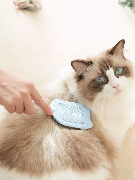 Gentle silicone and ABS pet hair remover grooming brush for dogs and cats
