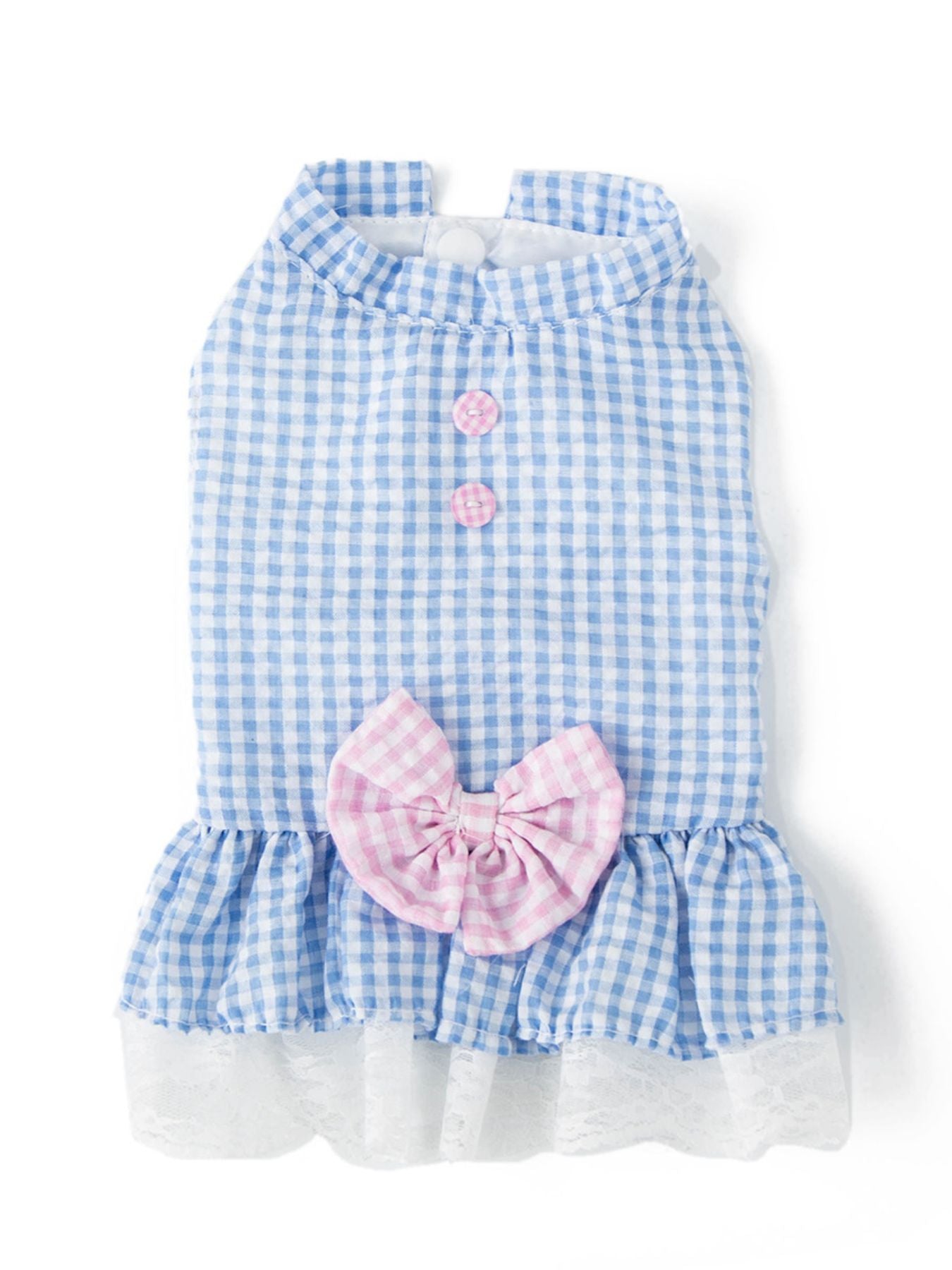 Gingham Ruffle Lace Pet Dress – Vintage-Inspired Dog & Cat Summer Dress – view 2