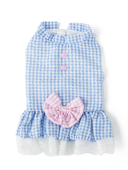 Gingham Ruffle Lace Pet Dress – Vintage-Inspired Dog & Cat Summer Dress – view 2