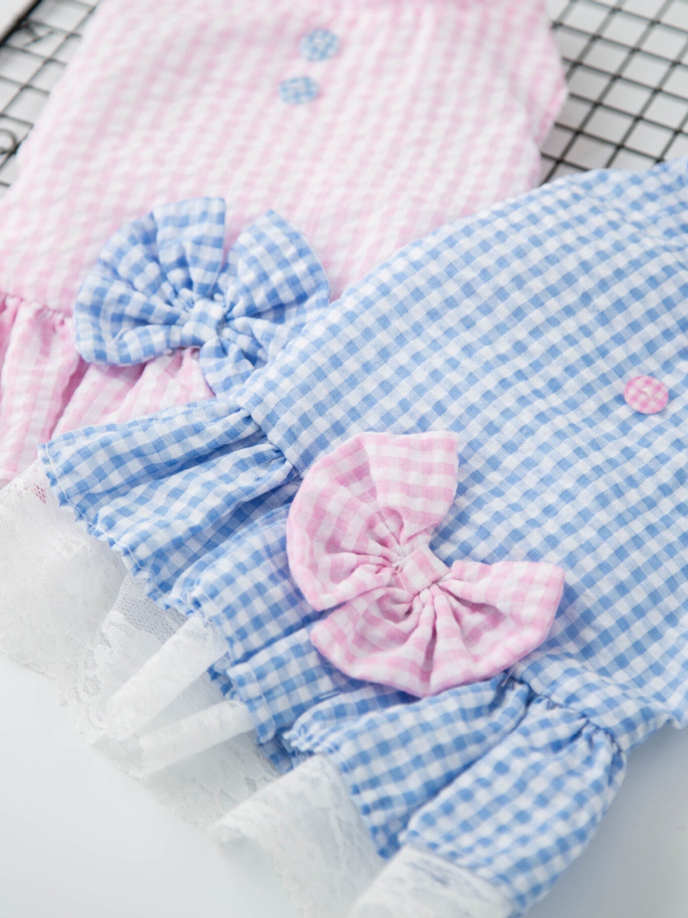 Gingham Ruffle Lace Pet Dress – Vintage-Inspired Dog & Cat Summer Dress – view 6