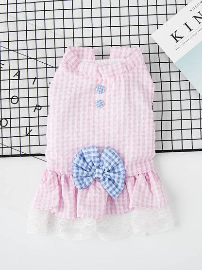 Gingham Ruffle Lace Pet Dress – Vintage-Inspired Dog & Cat Summer Dress – view 8