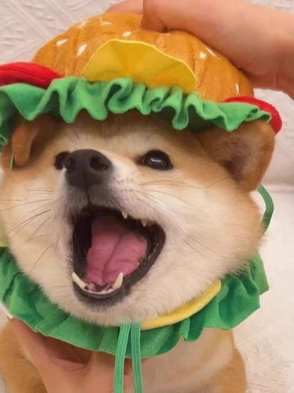 Hamburger Novelty Pet Hat – Funny Polyester Costume Headwear for Dogs & Cats – view 2