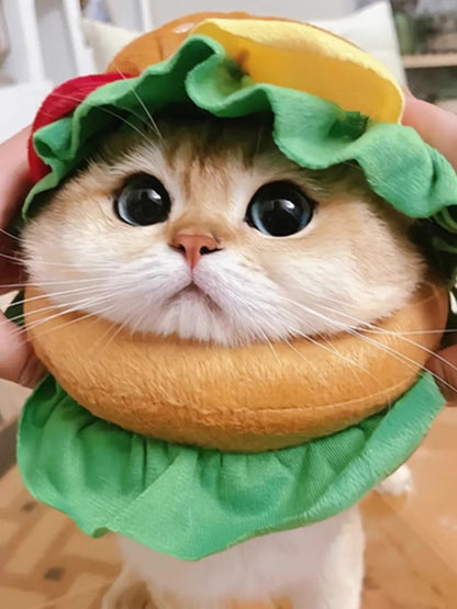 Hamburger Novelty Pet Hat – Funny Polyester Costume Headwear for Dogs & Cats – view 3