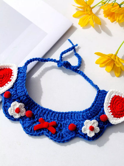 Handmade Crochet Floral Pet Scarf – Boho Neck Scarf for Dogs & Cats, S–XL – view 10