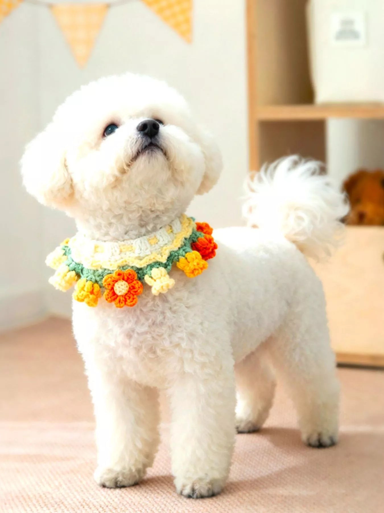 Handmade Crochet Floral Pet Scarf – Boho Neck Scarf for Dogs & Cats, S–XL – view 2
