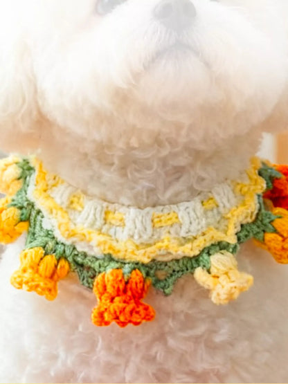 Handmade Crochet Floral Pet Scarf – Boho Neck Scarf for Dogs & Cats, S–XL – view 5
