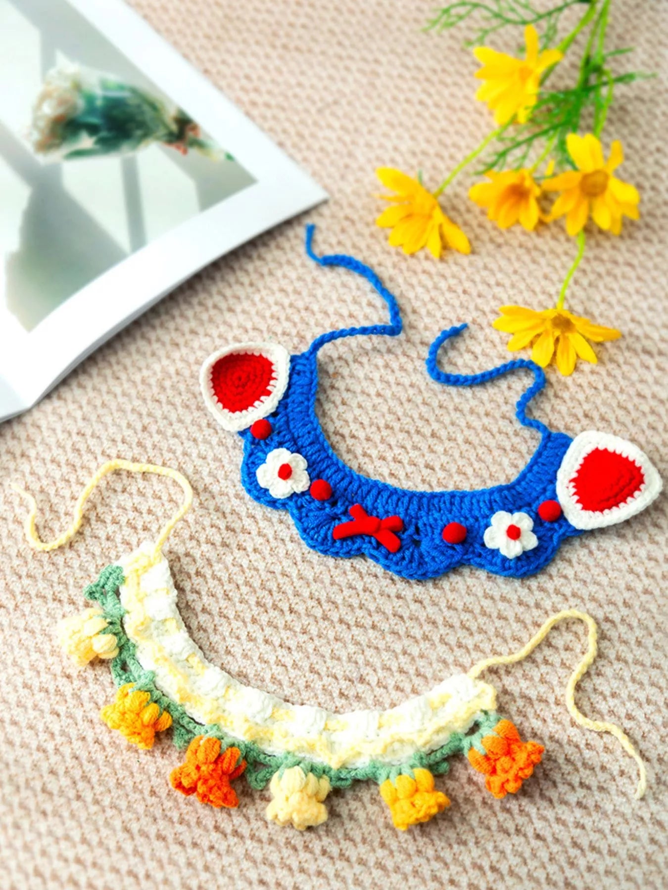 Handmade Crochet Floral Pet Scarf – Boho Neck Scarf for Dogs & Cats, S–XL – view 6