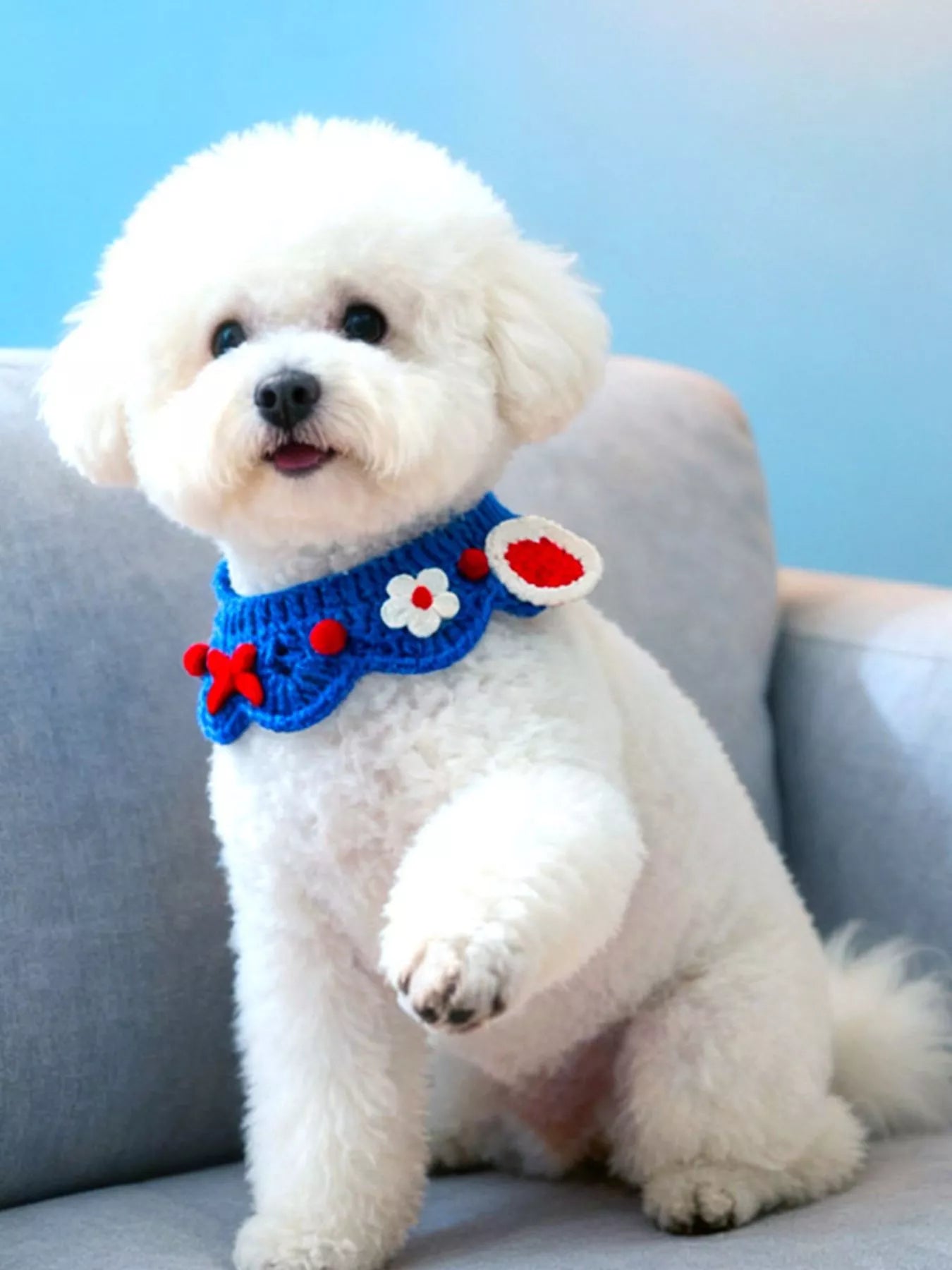 Handmade Crochet Floral Pet Scarf – Boho Neck Scarf for Dogs & Cats, S–XL – view 8