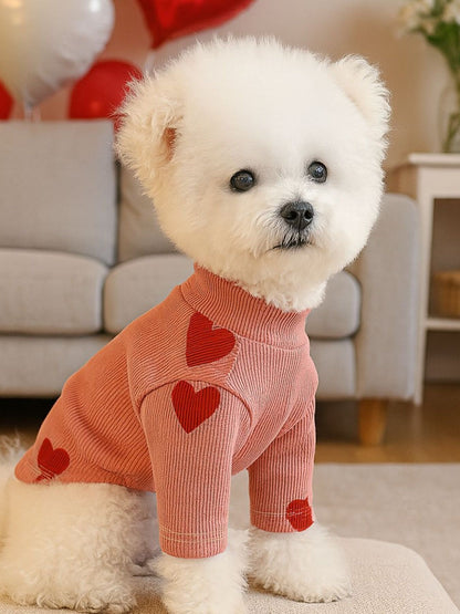 Heart Pattern Pet Sweater – Cozy Valentine Knit for Dogs & Cats – view 4