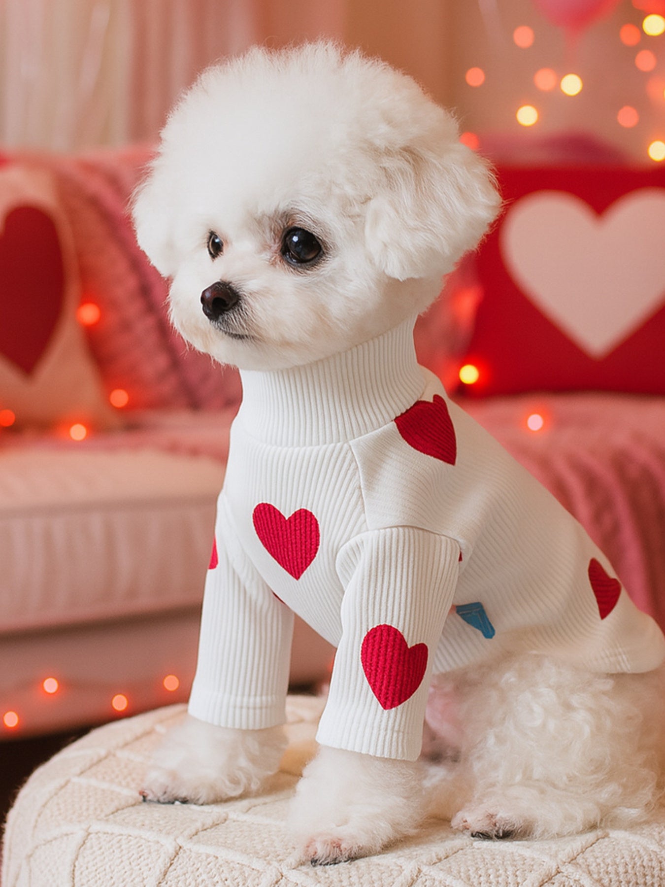 Heart Pattern Pet Sweater – Cozy Valentine Knit for Dogs & Cats – view 6